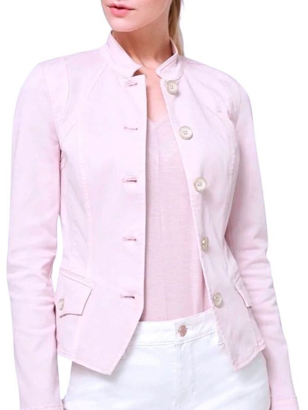 WHITE HOUSE BLACK MARKET Womens (00) Pink Blush Button Down Band-Styled Jacket